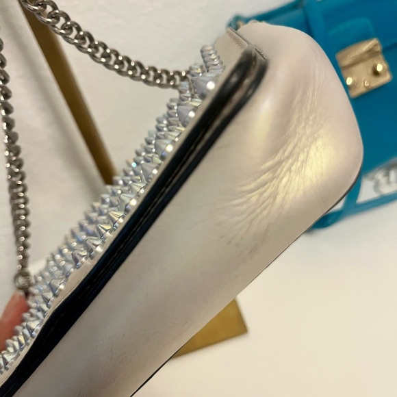Christian Louboutin Metallic Silver Spiked Clutch - Picture 5 of 11